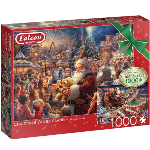 Jumbo 1110500243 Christmas Wonderland-2x1000 stukjes Puzzel Puzzle, blau/lila von Jumbo