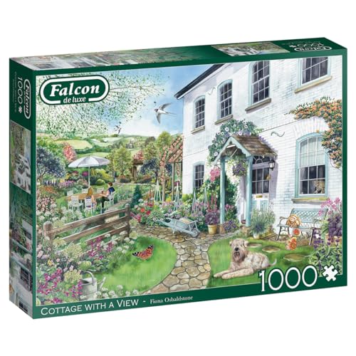 Jumbo 11326 Cottage with a View Falcon de Luxe Katze Puzzle, Mehrfarbig von Jumbo