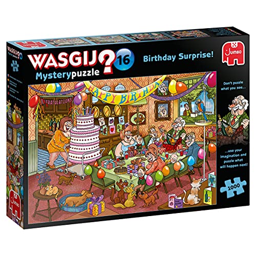 Jumbo Puzzles JUM19165 Birthday Surprise Wasgij Mystery 16: Geburtstagsüberraschung Puzzle (1000 Teile), Einzeln von Jumbo