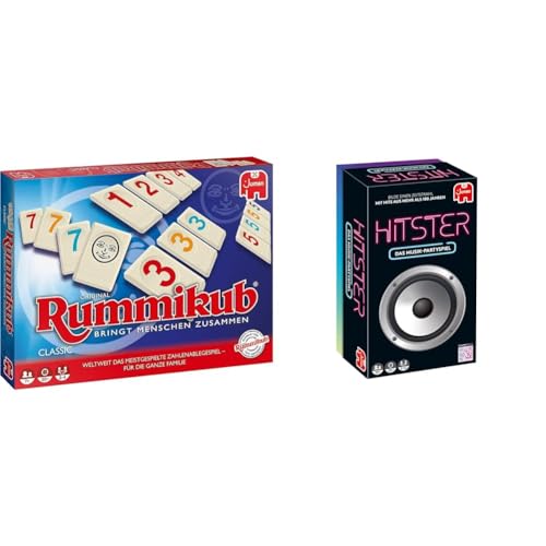 Jumbo Spiele GmbH JUM17571 Original Rummikub Classic & Spiele Hitster Original Ein Party- und Kartenspiel für Erwachsene und Familien - 2 bis 10 Spieler ab 16 Jahren Deutsch von Jumbo