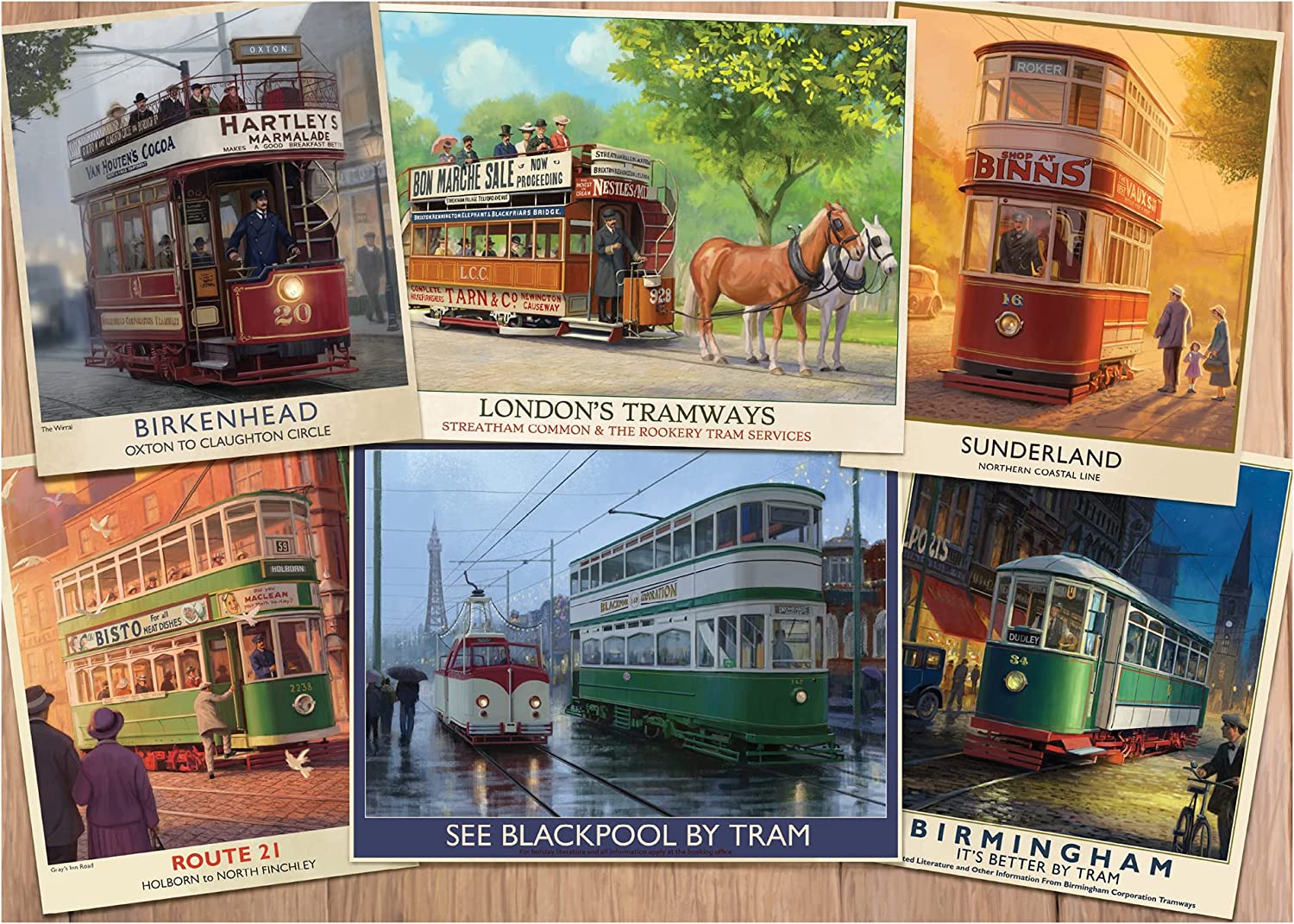 Falcon Vintage Trams 1000 Teile Puzzle Falcon-11367 von Falcon