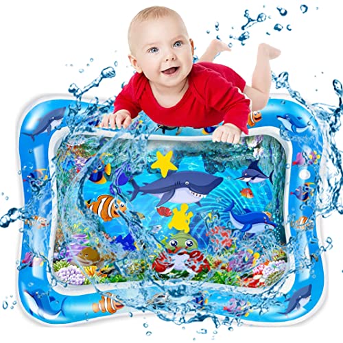 JunD Wasserspielmatte Baby, Baby spielzeug Wassermatte, Spiel Wassermatte Baby, Aufblasbare Wassermatte Sensorisches Spielzeug Auslaufsicheres PVC für Frühe Entwicklung, 66 x 48 cm von JunD