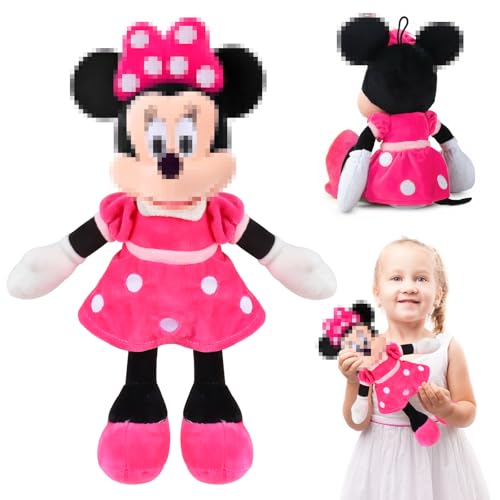 Minnie Maus Plüschtier, 35cm Kuscheltier Minnie Maus Rosa, Minnie Plüschpuppen Kinder, Stofftier Mouse, Plüschfigur für Geburtstage, Plüsch Spielzeug für Mädchen und Jungen Kindergeschenk (Minnie) von JunMallko