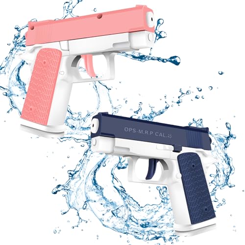 Wasserpistole Kinder, 2 Stück Wasserspritzpistole mit 10 Meter großer Reichweite, Mini Wasserpistolen, Klein Wasserspritzpistole für Kinder Sommer im Freien Pool Strand Wasserspielzeug (Pink Blau) von JunMallko