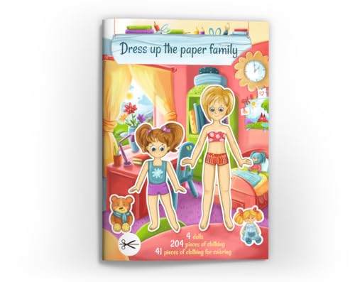 ANZIEHPUPPEN aus Papier zum Ausschneiden: 4 Papierpuppen - eine Familie aus Mama, Papa, Tochter und Sohn mit Kleidungsstücken zum anziehen und Spielen. von Junapack