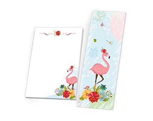 Junapack 12 Lesezeichen + 12 Mini-Notizblöcke (A7-Format) Flamingo Mitgebsel für Kindergeburtstag Gastgeschenke für Mädchen von Junapack