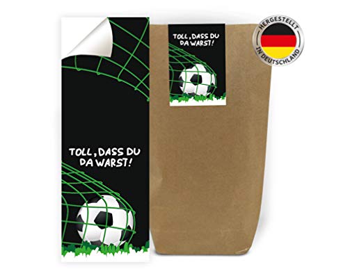 10 Geschenktüten + 10 Aufkleber Fussball Fußball Party-Tüten für Mitgebsel Gastgeschenke beim Geburtstag Kindergeburtstag Mädchen Jungen Geschenkverpackung von Junaversum