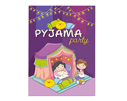 12 Einladungskarten zum Kindergeburtstag Einladungen zur Übernachtungsparty Pyjamaparty Pyjama-Party Lesenacht-Party für Mädchen und Jungen von Junaversum