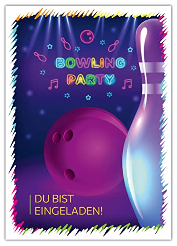 6 Einladungskarten zum Kindergeburtstag Mädchen Jungen Bowling Bowling-Party von Junaversum