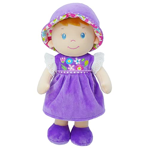 June Garden 30,5 cm Soft Dolly Laura - Gefüllte weiche Babypuppe Geschenk für 1 2 3 Jahre alte Mädchen - Lila Kleid von June Garden