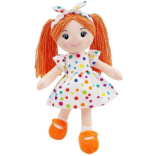 June Garden 35,6 cm Snuggle Cuties Bella – weiche kuschelige Plüschpuppe Geschenk für Mädchen – kuschelige Stoffpuppe – Orange M von June Garden