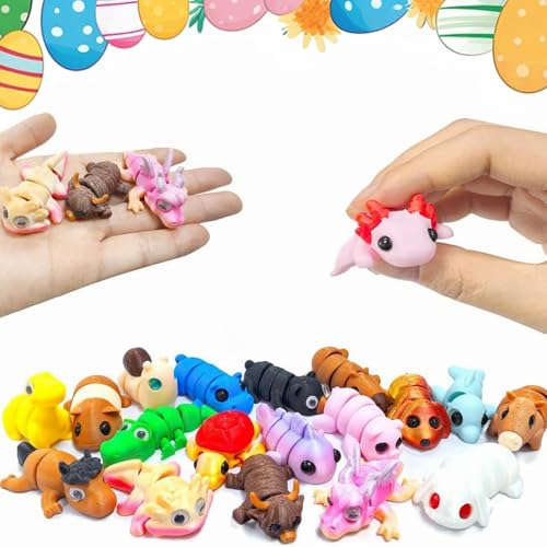 Junerain 16/25PCS 3D Gedruckte Tierfiguren for Kinder Osternest Füller Miniatur Tier Spielzeug 3D Gedruckte Fidget Spielzeuge Flexible bewegliche Miniaturfiguren for Kinder und Erwachsene von Junerain