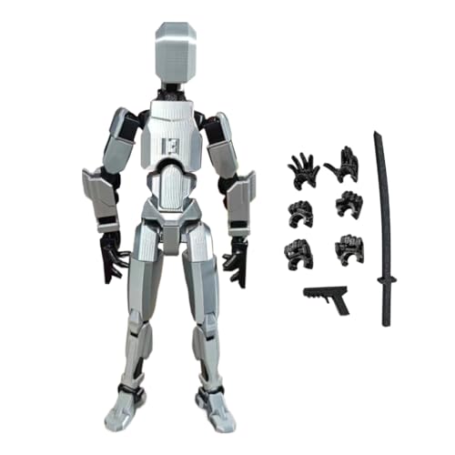 Junerain 34cm T13 Action Figure Bereits Montiert, 3D Druck Von Beweglichen Figuren Multi-Jointed Movablen Lucky 13 Actionfigur mit 2 Waffen 3 Paar Hände, Titan 13 Actionfigur Desktop Dekor von Junerain