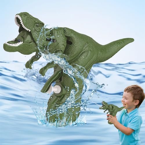 Junerain Dinosaurier Wasserpistole Spielzeug für Kinder, Dino Wasserspritzpistole für Kinder, Dino Strandspielzeug, Dinosaurier Water Gu-n Sommergartenspielzeug für Kinder von Junerain
