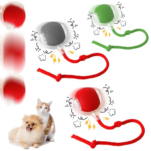 Junerain Interaktives Katzenball Katzenspielzeug, Elektrischer Katzenspielzeug 360° Rolling Ball USB Aufladbar, 3 Modi Intelligentes Katzenspielzeug, Interaktiver Spielball für Katzen Hunde von Junerain