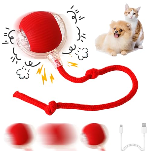 Junerain Interaktives Katzenball Katzenspielzeug, Elektrischer Katzenspielzeug 360° Rolling Ball USB Aufladbar, 3 Modi Intelligentes Katzenspielzeug, Interaktiver Spielball for Katzen Hunde von Junerain