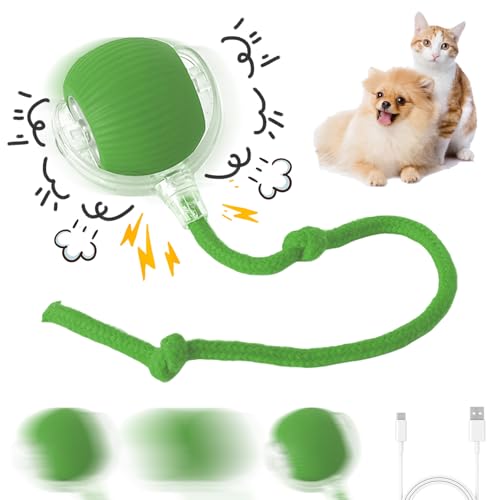 Junerain Interaktives Katzenball Katzenspielzeug, Elektrischer Katzenspielzeug 360° Rolling Ball USB Aufladbar, 3 Modi Intelligentes Katzenspielzeug, Interaktiver Spielball for Katzen Hunde von Junerain