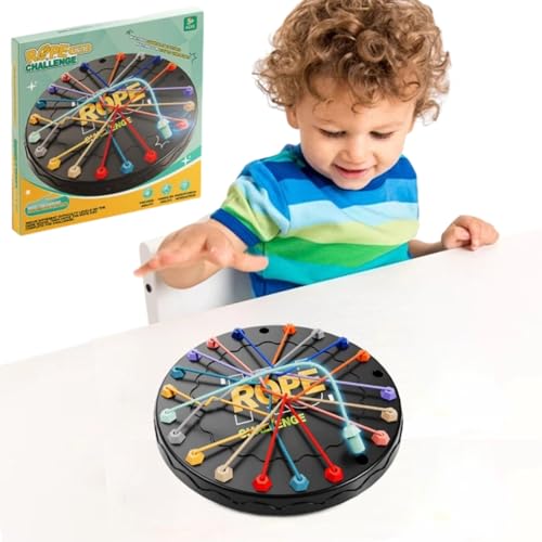 Junerain Knots Entwirrspiel, Seil-Puzzlespiel, verdrehtes Seil Entwirrung Brettspiel, Lustiges Gummiband Feinmotorik Spielzeug, Montessori-Spielzeug for Kinder von Junerain