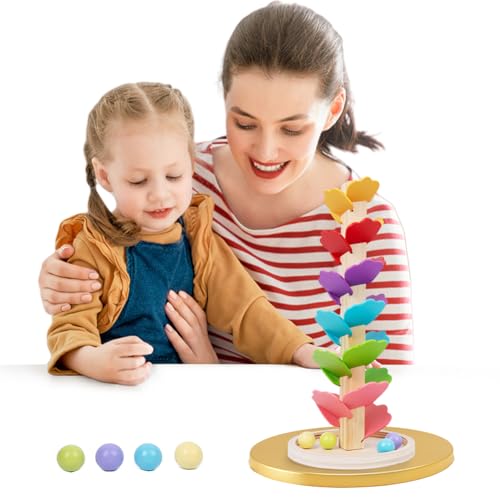 Junerain Regenbogen Musikbaum Bausteine ​​Spielzeug Ball Drop Spielzeug für Kleinkinder, hölzerner Musikbaum Montessori Spielzeug Lernspielzeug für Jungen und Mädchen Geschenke von Junerain