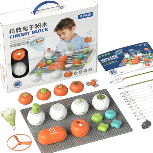 Junerain Wissenschaftsschaltkreis für Kinder, DIY-Elektronik-Erkundungsset für Kinder, Physik-Wissenschaftsexperimente-Leiterplatten-Kit, STEM-Lernspielzeug, Geschenk für Jungen und Mädchen von Junerain