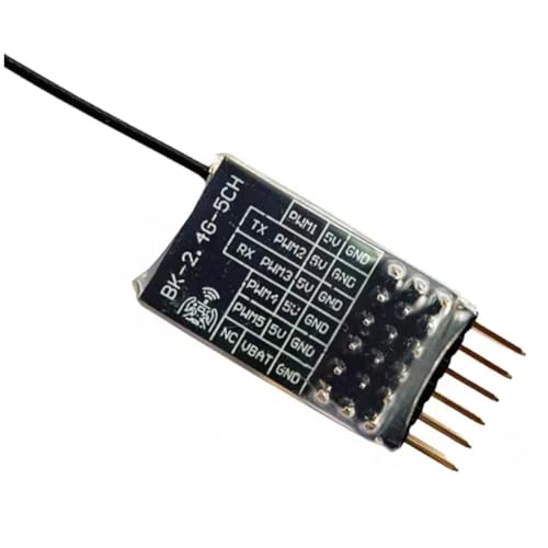 Junguluy 1 PCS ELRS 2,4 GHz 5-Kanal-PWM-ExpressLRS-Empfänger mit 2DBi 2,4 G-Kupferrohrantenne, PWM/CRSF-Protokoll, PCB + Kunststoff + Metall für RC FPV-Starrflügeldrohne von Junguluy