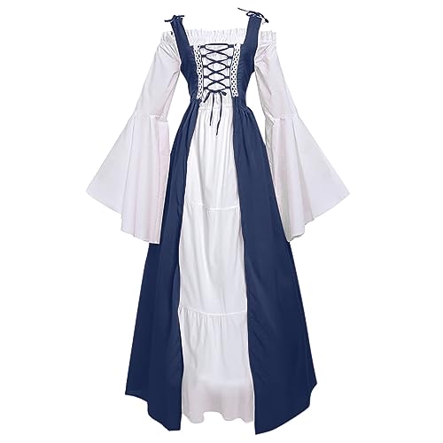 Junhasgood Cosplay Kostüme Für Frauen Anime Held langes Prinzessinnenkleid, Cosplay, Boden, Vintage-Länge, mittelalterliches Damen-Gothic-Kleid, Damenkleid (Blue, L) von Junhasgood