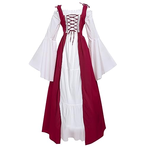 Junhasgood Cosplay Kostüme Für Frauen Anime Held langes Prinzessinnenkleid, Cosplay, Boden, Vintage-Länge, mittelalterliches Damen-Gothic-Kleid, Damenkleid (Red, M) von Junhasgood