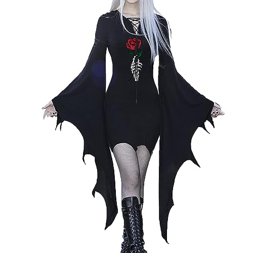 Junhasgood Cosplay-Kostüme Für Teenager Anime ausgestellten Ärmeln für Damen, Gothic-Kleid, Cosplay-Performance-Kostümkleid (Red, XXXL) von Junhasgood