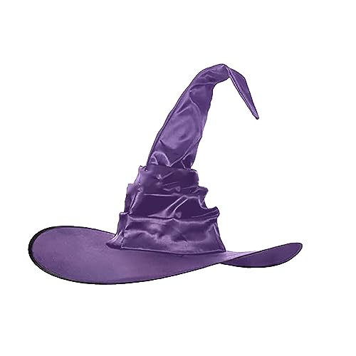 Junhasgood Cowboy Weste Schwarz Damen Abschlussball, robuster, spitzer, fester Hexenhut (Purple, One Size) von Junhasgood