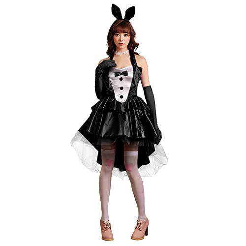 Junhasgood Dunkle Seelen Cosplay Kostüme Smokingkleid, Nachtbar, Party, Hase, Bühnenkostüm (Black, XL) von Junhasgood