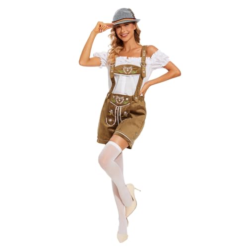 Junhasgood Frauen Deutsche Traditionelle Ethnische Bar Mädchen Kostüme Cosplay Kleid + Hut K-on Cosplay-Kostüm (Brown, L) von Junhasgood