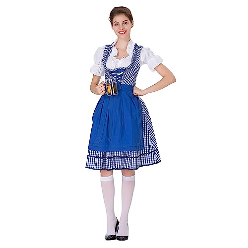 Junhasgood Frauen Deutsches Bier Festival Cosplay Kleid Kostüm Kleidung Oktoberfest Thema Party Kleider Outfits Set Rukia-Cosplay-Kostüm (Blue, XL) von Junhasgood