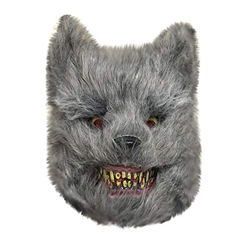 Junhasgood Gummiband Kostüm für Erwachsene Cosplay Maske Halloween Scary Wolf Requisiten Maske (AS Show, One Size) von Junhasgood