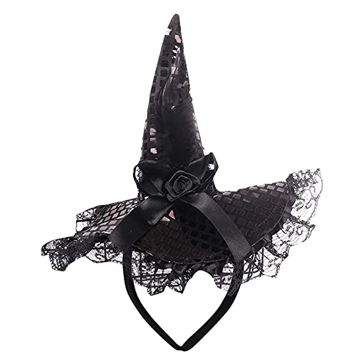 Junhasgood Haar Damen Hut Show Halloween Stirnband Stirnband Pailletten Spitze Hexentanz Stirnband (Black, One Size) von Junhasgood