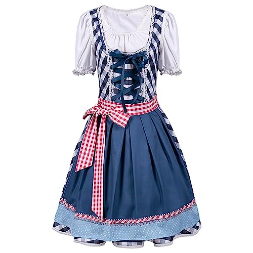 Junhasgood Halloween-Oktoberfest-Kleid für Damen, Körperformung, Bühnenkostüm, 1 Kleid + 1 Oberteil + 1 Oberteil Wikinger-Cosplay-Kostüme Für Damen (Blue, L) von Junhasgood