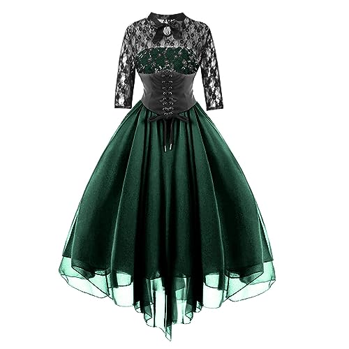 Junhasgood Herren Kapuzenmantel Ritter Ausgefallenes Cooles Cosplay-Kostüm Crosets, A-Linie, Swing-Midi-Cocktail-Partykleid (Green, XXL) von Junhasgood