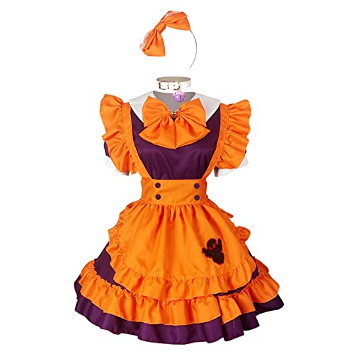 Junhasgood Meilen Moral Kostüm Kinder Cosplay Lolita-Anime-nettes weiches -Kleidungs-Frauen-schwarzes gotisches Kleid (Orange, XXXL) von Junhasgood