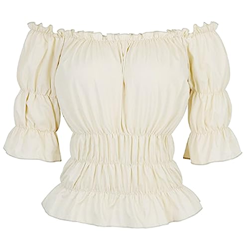 Junhasgood Rukia-Cosplay-Kostüm Oberteile mit einfarbigen Farben halben Ärmeln, großes Oberteil für Damen (White, XL) von Junhasgood