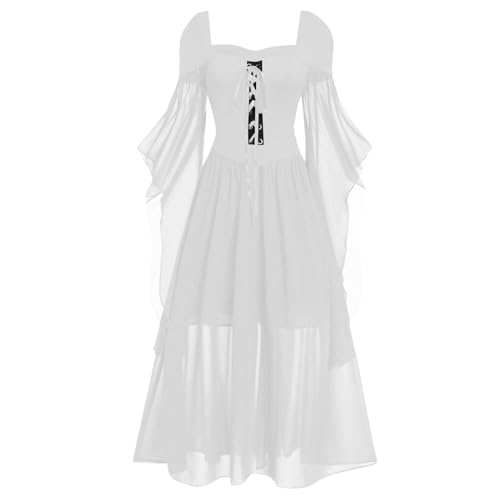 Ouma Kokichi Cosplay Kostüm Weiß Swing Kleid Einfarbig Langes Kleid Solide Wein Party Kleid (White, XXL) von Junhasgood