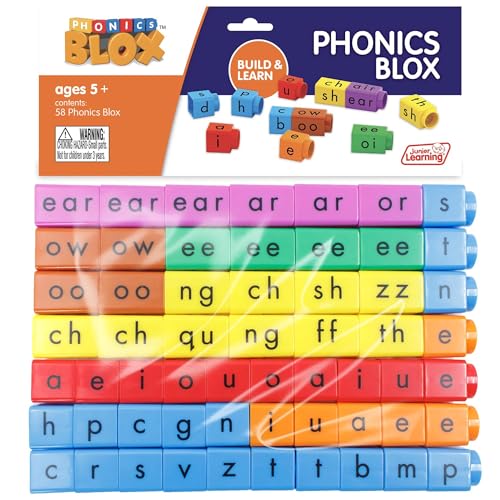 Junior Learning: Rainbow Phonics – Phonics Blox-Set – 58 farbcodierte Blöcke, Bau- und Lernset für Kinder, Buchstaben- und Wortdekodierung, Phonemisches Bewusstsein von Junior Learning