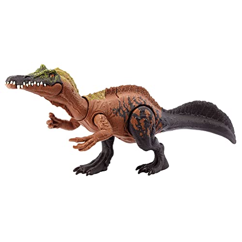 JURASSIC WORLD Wild Roar - Irritator Dinosaurier-Spielzeugfigur mit Brüllgeräusch, Angriffsbewegung und verborgenem Track-Code für AR Erlebnis, 13 cm, für Kinder ab 4 Jahren, HLP22 von Mattel