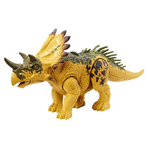 Mattel JURASSIC WORLD Wild Roar Regaliceratops - Brüllende Actionfigur mit Angriffsbewegungen, mit Track-Code für Augmented Reality-Erlebnisse, für Dinosaurier-Fans ab 4 Jahren, HLP19 von Mattel