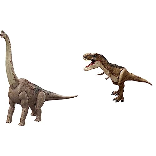 Jurassic World Dinosaurier, Extra große T-Rex Actionfigur & HFK04 - Ein neues Zeitalter Brachiosaurus Dinosaurier-Actionfigur, 81 cm, Spielzeuggeschenk, physischer und digitaler Spielspaß von Jurassic World