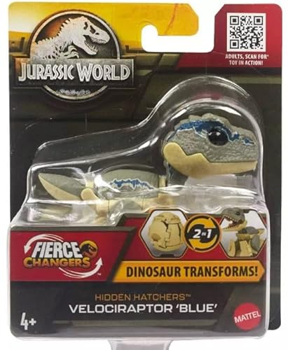 Jurassic World Fierce Changers Hidden Hatchers Dinosaurier verwandelt 2 in 1 (Velociraptor Blue) von Jurassic World