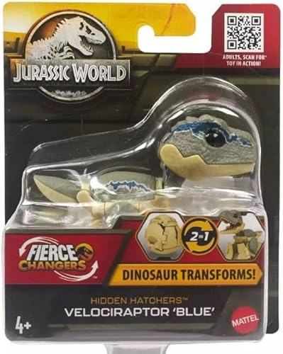 Jurassic World Fierce Changers Hidden Hatchers Dinosaurier verwandelt 2 in 1 (Velociraptor Blue) von Jurassic World