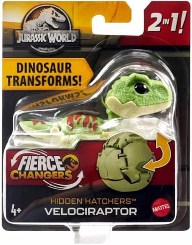 Jurassic World Fierce Changers Hidden Hatchers Dinosaurier verwandelt 2 in 1 (Velociraptor Green) von Jurassic World