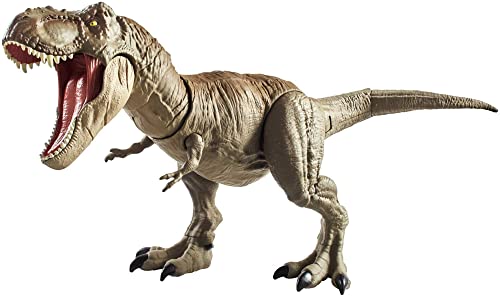 Jurassic World GNH34 - Großer Superbiss Kampfaction Tyrannosaurus Rex mit realistischen Details, beweglich, Schwanzangriff und Kopfstoß auf Knopfdruck, Dinosaurier Spielzeug für Kinder ab 4 Jahren von Jurassic World