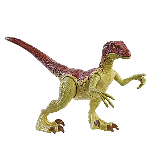 Jurassic World GWN32 - Dino-Angriff Velociraptor Camp Kreidezeit Dinosaurier-Actionfigur mit beweglichen Gelenken, Dinosaurier Spielzeug ab 4 Jahren von Mattel