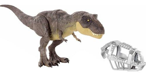 Jurassic World GYW84 - Tyrannosaurus Rex Figur Camp Cretaceous Dino-Flucht Spielzeug mit Stampfbewegung, bewegliche Gelenke, authentisches Dekor, Dinosaurier Spielzeug Geschenk für Kinder ab 4 Jahren von Mattel