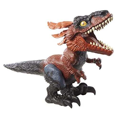 Jurassic World GYW89 - Ein neues Zeitalter – Uncaged Rowdy Roars Pyroraptor Dinosaurier-Actionfigur, Spielzeuggeschenk mit interaktiven Bewegungen und Geräuschreaktion auf Berührung,Multicolor von Mattel